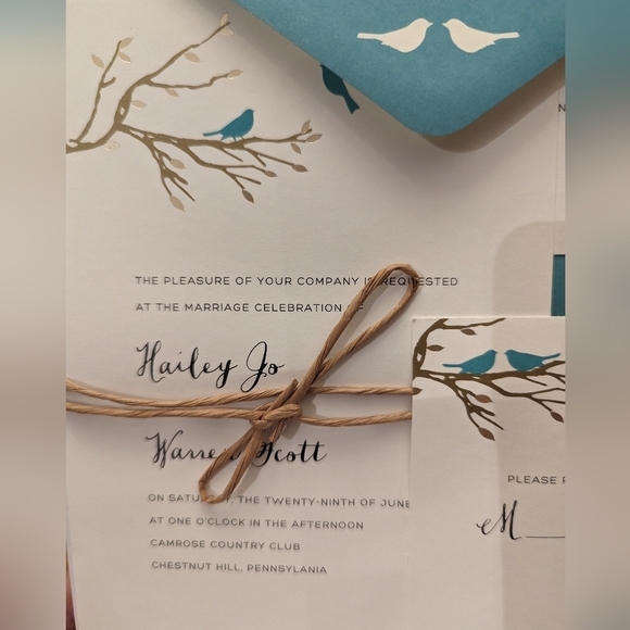 Celebrate it Wedding Invitation Kit 30 Sets (white & teal lovebirds) NIB - Picture 4 of 11